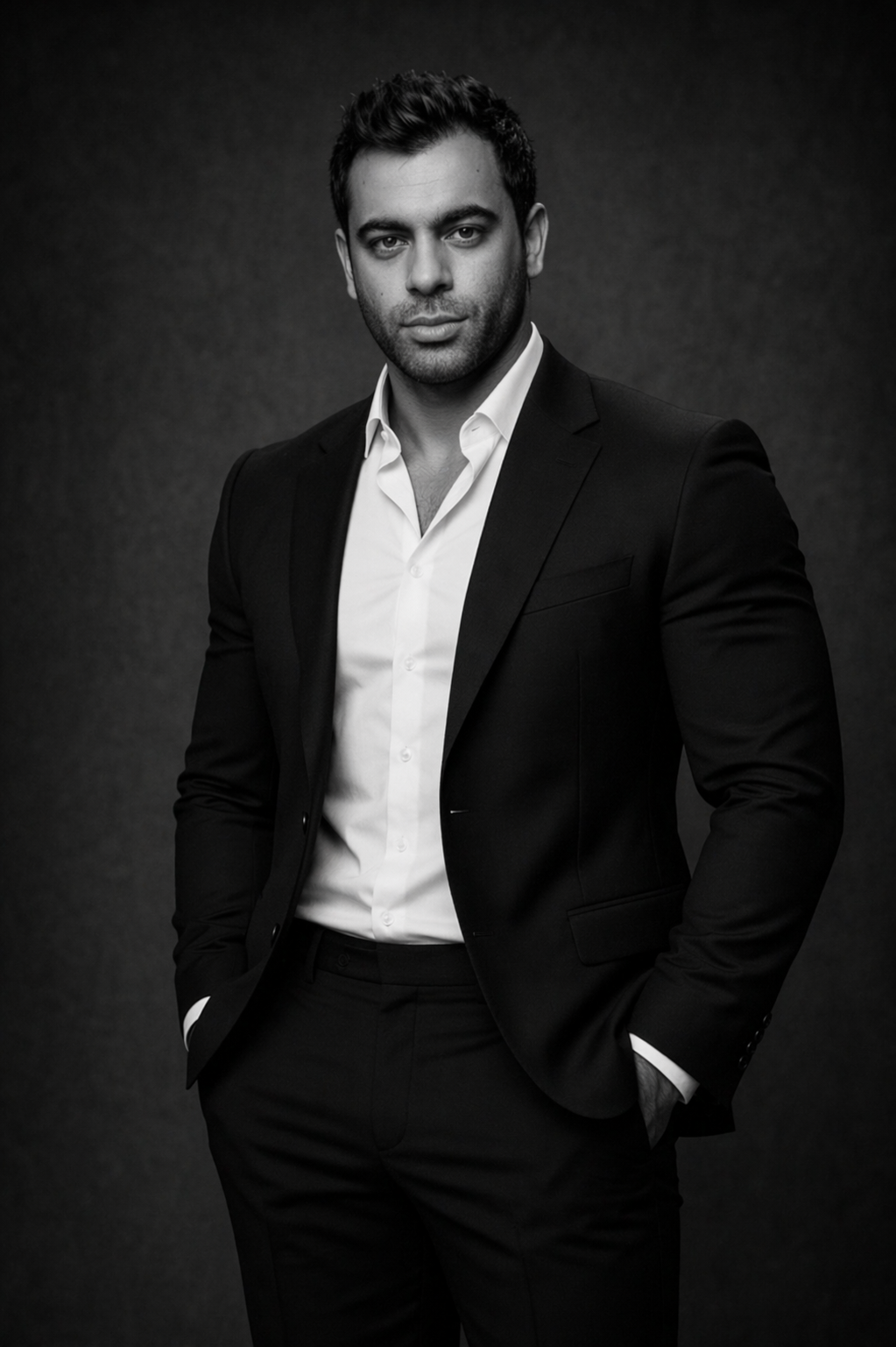 Vigen Yeremyan, founder of Rainmakers, photographed in a tailored suit